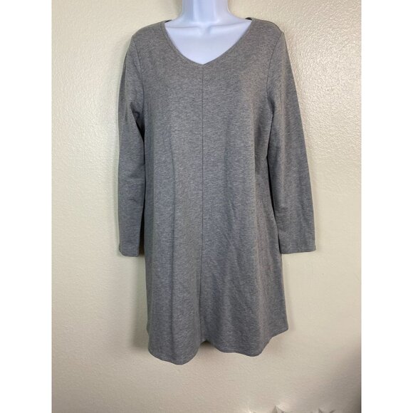 Pure J. Jill Womens Gray Long Sleeve V-Neck Tunic Dress sz Medium Petite capsule - Picture 1 of 15